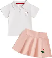 [Thorn Tree] Toddler Girl Golf Skirts Set Golf Clubs Short Sleeve Polo Shirt Hole In Mini Skirts 2Pcs Summer Kids Outfits Clothes