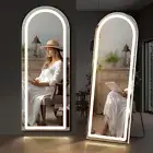 Arched Mirror Full Length with LED Lights,26"x71"Body Wall Mirrors Floor Standin
