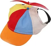 Generic Dog Propeller Hat, Helicopter Baseball Cap With Ear Holes, Rainbow Sunproof Pet Outdoor Sports Hat for Small Medium Large Dogs