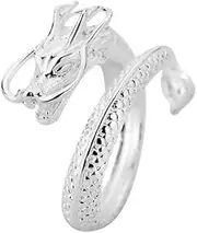 [SHIMAO] S925 Sterling Silver Rings Dragon Shaped Rings Trendy Cool Dragon Adjustable Open Rings