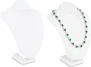 MOOCA 2 Pcs Small Necklace Chain Jewelry Bust Display Holder Stand, Necklaces Display Mannequin, Jewelry Bust Stand 7 1/4 in H, White Leatherette
