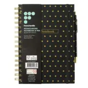 NEW Francheville Monochrome Black Spots A5 Spiral Notebook With Pen By Spotlight