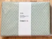 Crate And Barrel Kids Duvet Cover Twin Green Stars Organic Cotton 68x88 NEW