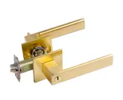 Door handle with single cylinder deadbolt, satin brass deadbolt, reversible deadbolt lock set bedroom door lock hotel bathroom access