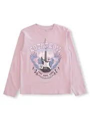 Girls Long Sleeve Print T-Shirt 9 DUSTY ROSE AS SWATCH (GUITAR)