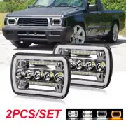 Pair Fit Mitsubishi Mighty Max Mighty Max 5x7 7x6" Inch LED Headlight HALO DRL