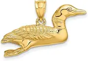 [JewelryWeb] 14ct Gold Solid Polished 3 dimensional Mallard Pendant Necklace 19.9x28.9mm Wide