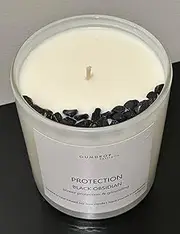 Crystal Infused Pure Soy Wax Candle 950g - 80 Hour Burn Time - Black Obsidian (Bergamont & Patchouli)