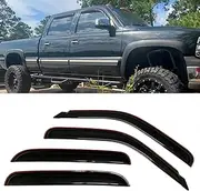in-Channel Style Smoke Window Sun Rain Visor Vent Guard Deflector Shade Fit for 2001-2006 Chevrolet Silverado 1500 2500 Crew Cab