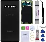 Rear Back Glass Replacement for Samsung Galaxy S10+ Plus with Reparing Tool kit and Pre-Installed Adhesive (Prism Black)