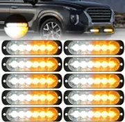 10 Pack LED Emergency Strobe Lights Amber White 6 LED Strobe Warning Flashing Li