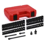 55PCS 1/4" Drive Deep and Shallow Impact Socket Set, CR-V, SAE/Metric,