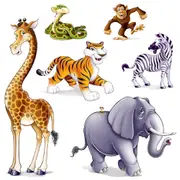 Insta Theme Jungle Animal Wall Props (6 Pieces)