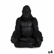Decorative Figure Gorilla Yoga Black 19 x 26.5 x 22 Cm 4 Units