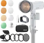 NEEWER CRM5 Magnetic Flash Accessory Kit for Q3 Flash, Square to Round Head Adapter with Barndoor, Grid, Dome Diffuser, Diffusion Panel, Visor, Color Gel Filters, Carry Case