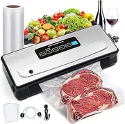 [Inkbird] Vacuum Sealer Machine Food Storage with Seal Bags and Starter Kit INK-VS02, Dry Moist Pulse Canister 4 Sealing Modes with Built-in Cutter LED Indicator Light Low Noise Food Preservation