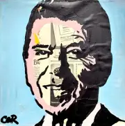 CORBELLIC EXPRESSIONISM 12X12 RONALD REAGAN HANDMADE HOME COLORFUL ART PAINTING