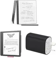 Kindle Scribe Essentials Bundle including All-new Amazon Kindle Scribe (32 GB) - Tungsten, Fabric Folio Cover- Rose, and Power Adaptor