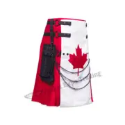 Handmade Men's Canadian Flag Utility Kilt Hybrid Kilt & Custom Highlander Kilts
