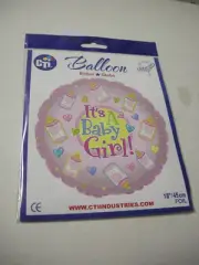 Balloon, "It's A Baby Girl! Round Shaped, Foil, 18",By CTI Industries, Brand New