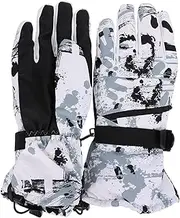 [WRITWAA] Gloves Skiing Ski Glove Snowsuit Mittens Winter Ski Snow Windproof Waterproof Glove Ski Men Snow Boots Snow Gear Ski Socks Snowboarding Cold Snowmobile Skis Pongee Black