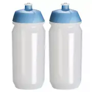 2x Tacx Shiva Cycling Water Bottles 500ml Clear Bidon with Aqua Blue Lid