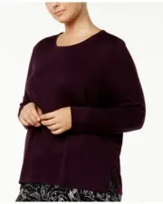Alfani Womens Plus Size Scoop-Neck Pajama Top Alf Dark Fig