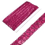 uxcell 1.5cm x 6m Sequins Trim Flat Sequin Paillette Ribbon Strip Braid for Crafts, Embellishments, DIY Sewing Costume Rose Red