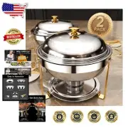 Elegant 3 Qt & 5 Qt Gold Chafing Dish Set with Stainless Steel Lid for Catering
