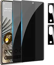 RUNGOS for Google Pixel 6 Privacy Screen Protector Tempered Glass with Camera Lens Protector [2.5D Full Coverage] Anti Spy Privacy Screen for Google Pixel 6 Screen Protector Anti Peep 6.4'' (2+2 Pack)