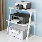 Printer Stand With Storage - Desktop Office Shelves Table Shelf Cabinet Desk for Home and Small Spaces - Under Desk Office Furniture (White)