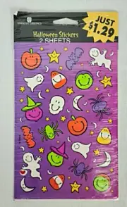 Vintage American Greetings Halloween Pumpkins Ghost Bats Spider Stickers 2 Sheet