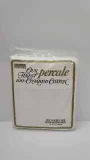 Vintage Montgomery Ward Percale White Double Fitted Sheet 54” X 75” 100% Combed