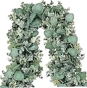 Christmas Garland Artificial Eucalyptus Garland 5.74ft Silver Dollar Greenery Eucalyptus Garland Realistic Leaf Vines for Wedding Arch Home Table Decor