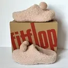 FitFlop Shuv Pom Pom Clogs Women’s Size 5 Beige Pink Shearling Wool Mule Slipper
