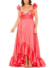 Mac Duggal Plus Ruffle Strap High-Low Gown