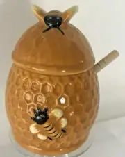 Bumble Bee Honey Jar Pot Wood Dipper Home Spring Summer Kitchen Decorations NEW