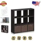 Durable 9-Cube Storage Organizer with Non-Woven Bins - Ideal for Small Rooms