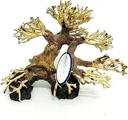 THATUWOOD Bonsai Driftwood Aquarium Tree (8in H x 6in L), Handcrafted Fish Tank Decoration | Easy to Install Driftwood Bonsai for Fish Tank | Decor Aquascape Wood (Bonsai Tree On Rocks)