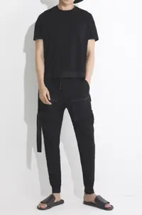在飛比找樂天市場購物網優惠-FINDSENSE MD 韓國 男 街頭 時尚 黑色 飄帶流