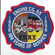 New York Fire Department (FDNY) Engine 65 Centennial Patch V1
