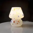 Glass Lamp Shade Mushroom Table Lamp LED Night Light USB Rechargeable Table