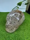 2.13LB natural Copper hair quartz crystal Carved skull healing energy gift