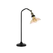 Hertel Table Lamp, Black Base &amp; Amber Shade