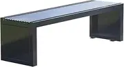 Outdoor Park Bench 59.2/70.8-inch Outdoor Backless Bench, Black Metal Park Bench, Round Tube Seat Patio Garden Bench(150x42x42cm)