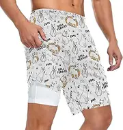 [ZZXXB] Cute Bull Terrier Athletic Shorts for Men with Pockets 2 in 1 Quick Dry Running Shorts S-3XL
