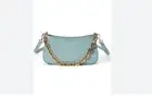 LIKE DREAMS Dreamer croc embossed vegan leather chain link shoulder bag - Blue
