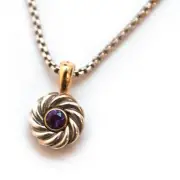 New DAVID YURMAN Kids February Birthstone Amethyst Necklace Silver 18K 14"