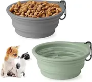 HOYEHOLA Dog Bowl Pet Travel Collapsible Bowls 2 Pack, Portable Foldable Cats Dogs Water Dish Puppy Bowl for Walking Parking Traveling, Silicone One-Piece Molded Rim No Fall Off or Crack BPA Free