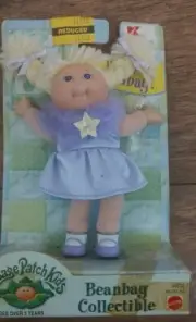Vintage Cabbage Patch Kids Beanbag Collectible Bunny Paula Blonde Purple Dress